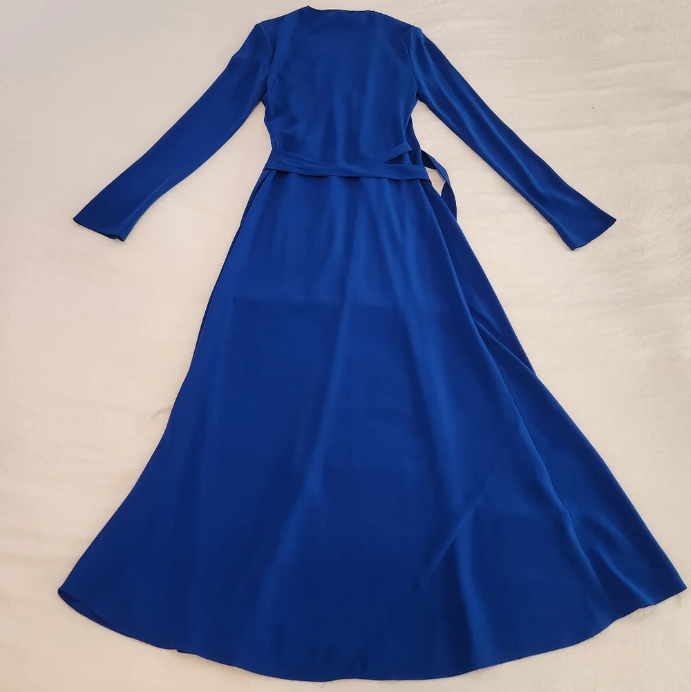 Diane Von Furstenberg DVF Blue Silk Wrap Dress Sz S - Picture 12 of 12